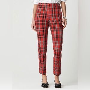 J.Crew NWT Women 0 Petite Holiday Red Tartan Plaid Straight Crop Pants Classic